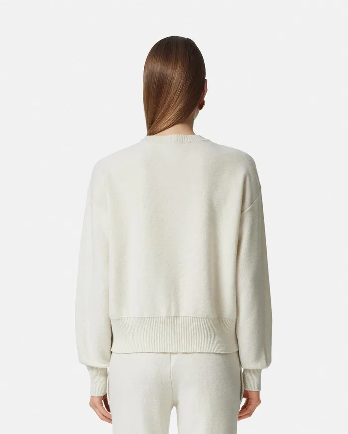 Versace Knitwear Women Medusa WoolBlend Knit Towel Sweater White
