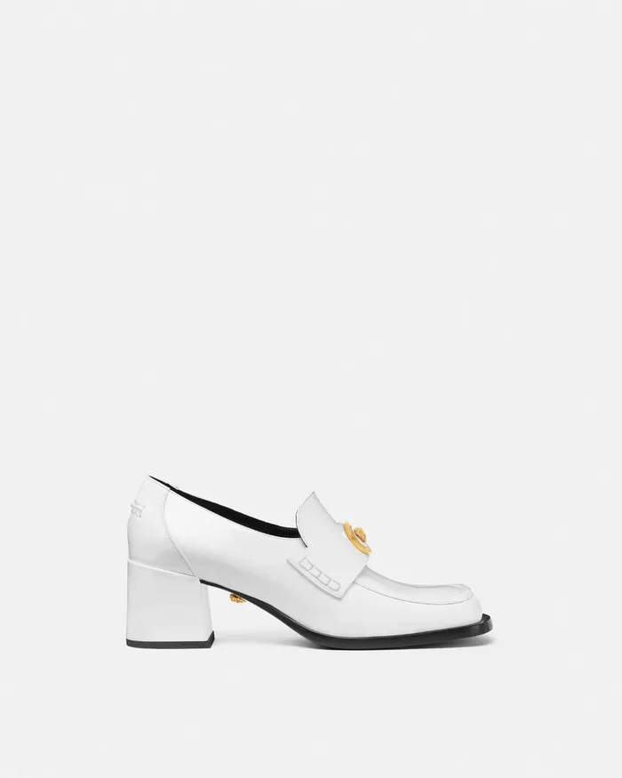 Versace Loafers and Flats Women Alia Patent Loafer Pumps 55 Mm White