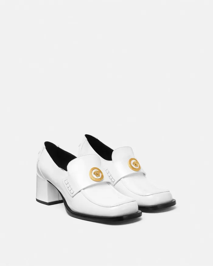 Versace Loafers and Flats Women Alia Patent Loafer Pumps 55 Mm White