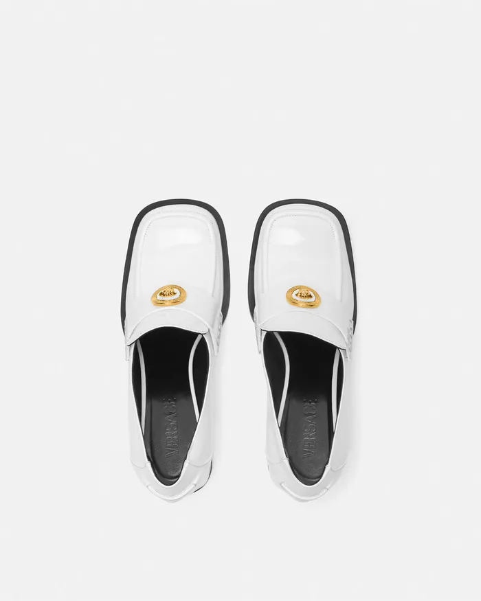 Versace Loafers and Flats Women Alia Patent Loafer Pumps 55 Mm White