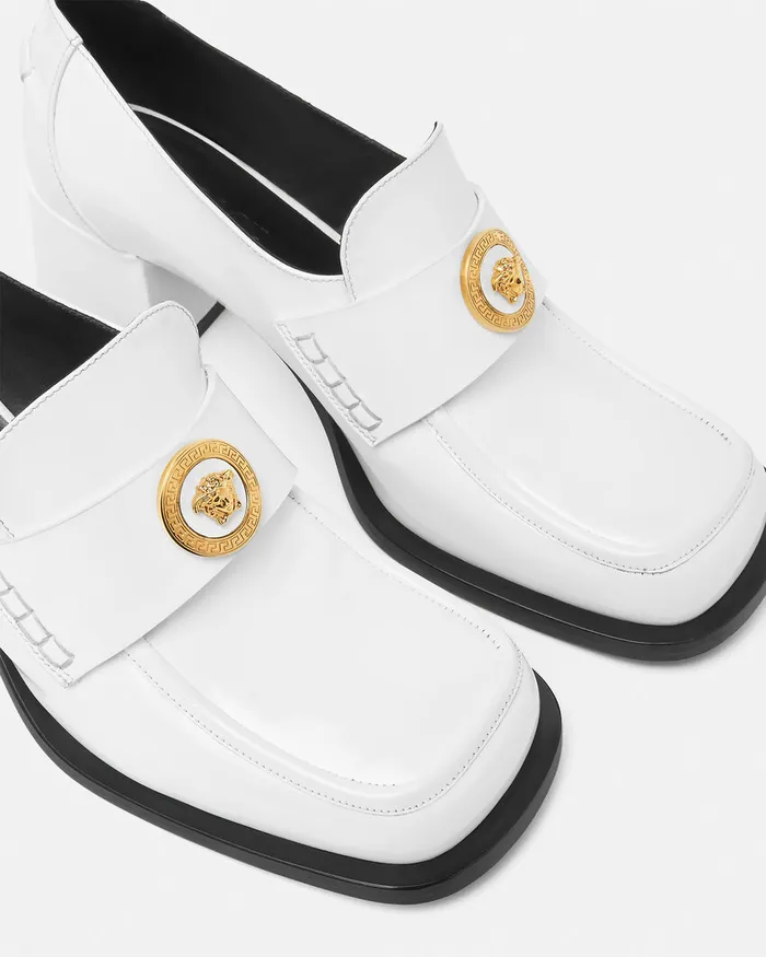 Versace Loafers and Flats Women Alia Patent Loafer Pumps 55 Mm White