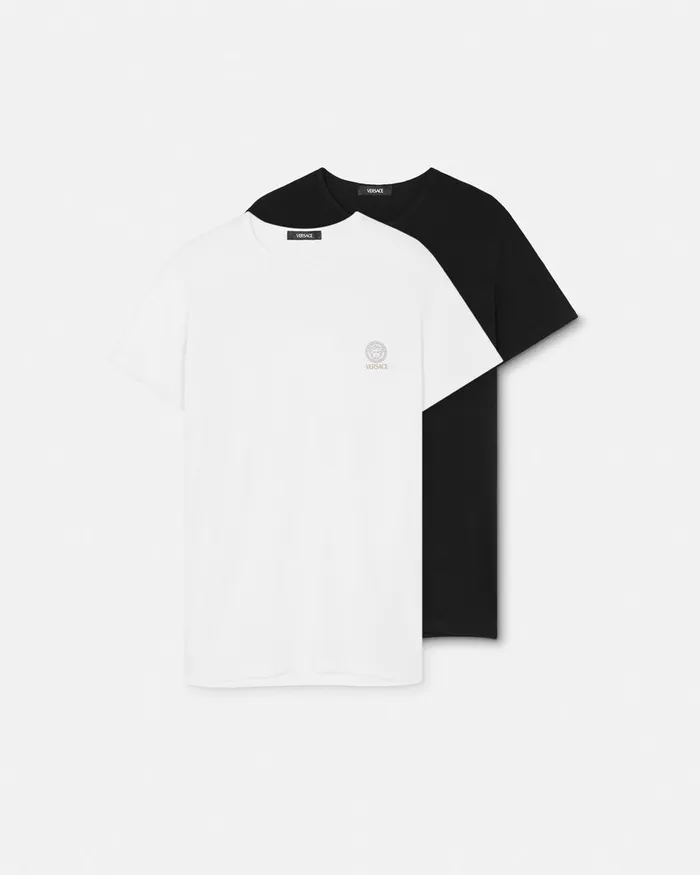 Versace Loungewear and Pajamas Men Medusa Undershirt 2Pack Blackwhite