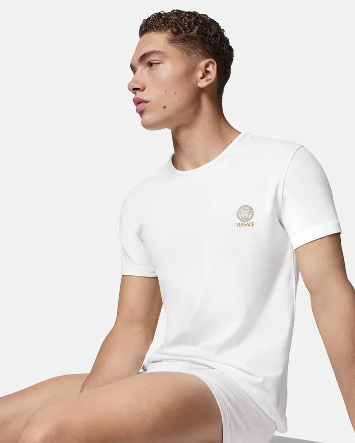 Versace Loungewear and Pajamas Men Medusa Undershirt 2Pack Blackwhite