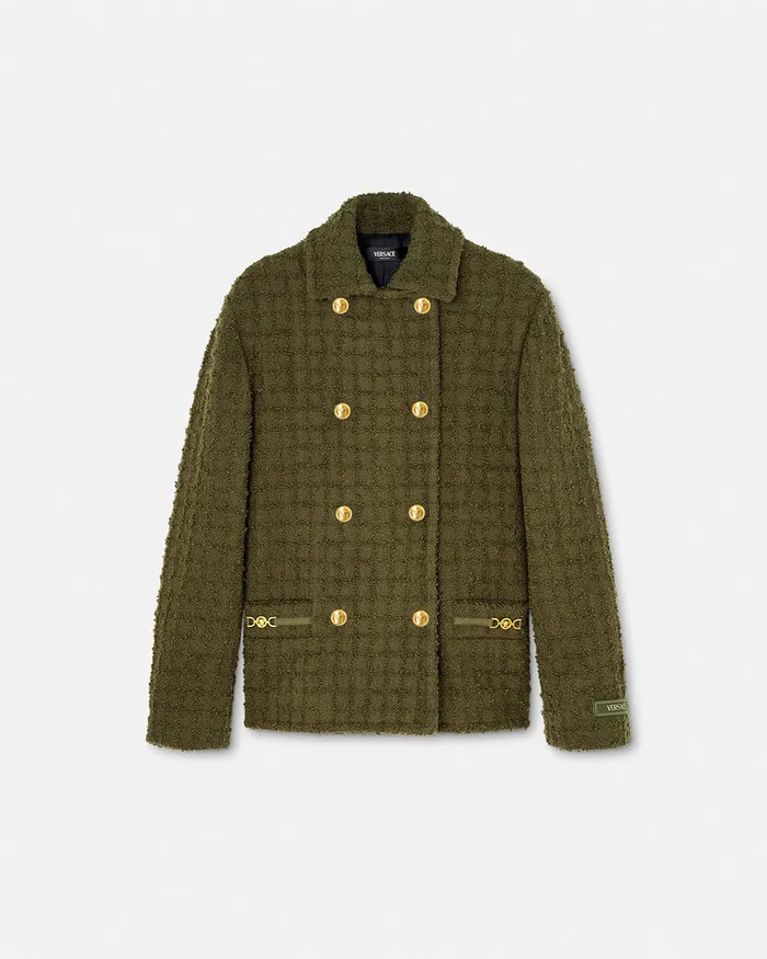 Versace Outerwear and Coats Women Heritage Tweed Peacoat Green