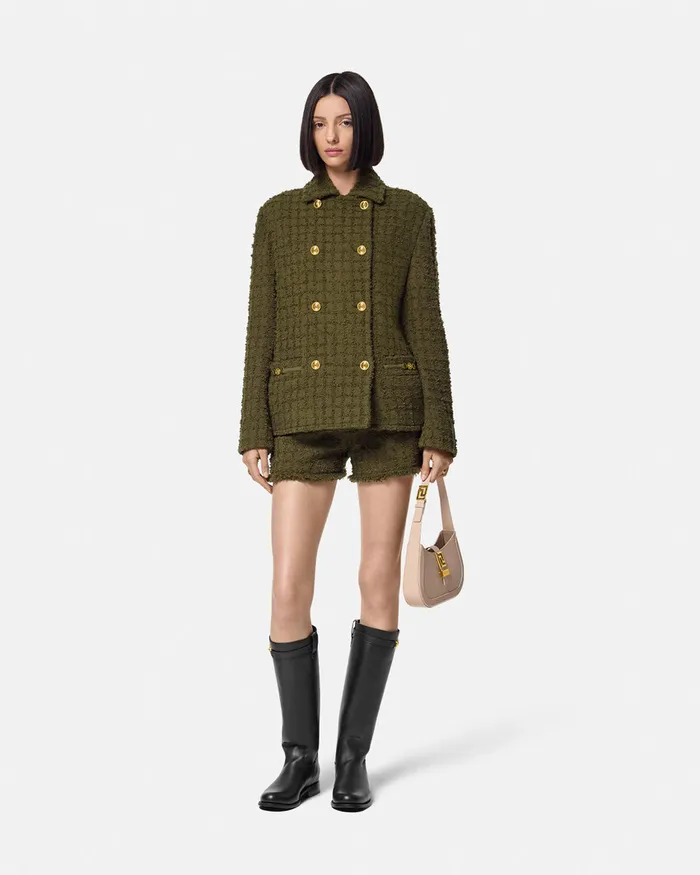 Versace Outerwear and Coats Women Heritage Tweed Peacoat Green