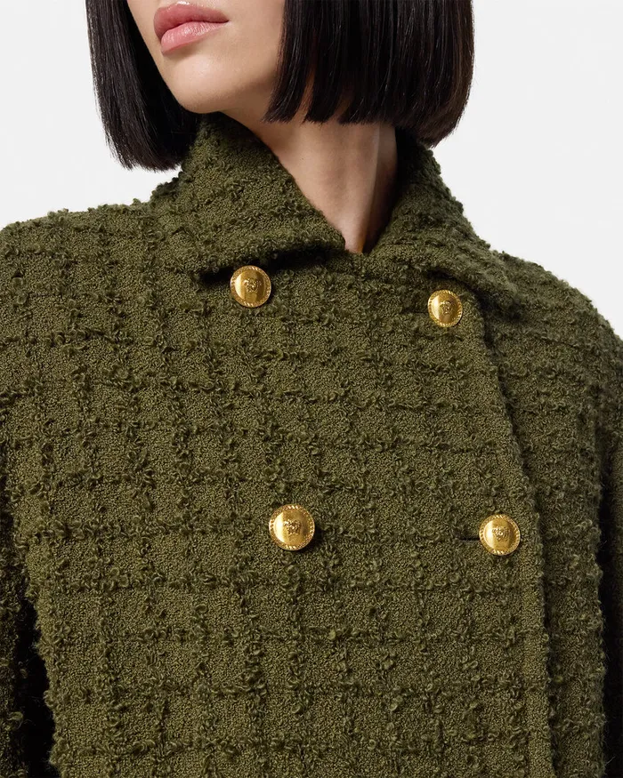 Versace Outerwear and Coats Women Heritage Tweed Peacoat Green