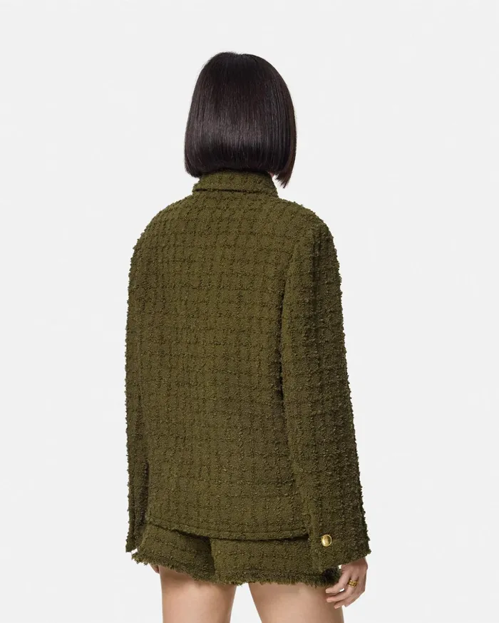 Versace Outerwear and Coats Women Heritage Tweed Peacoat Green