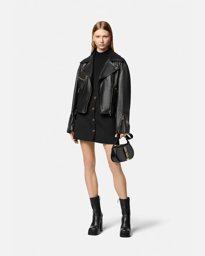 Versace Outerwear and Coats Women Leather Biker Jacket Black
