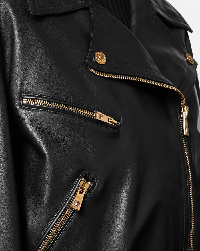 Versace Outerwear and Coats Women Leather Biker Jacket Black
