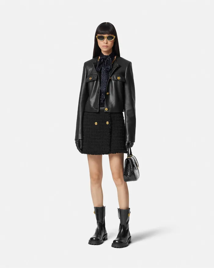 Versace Outerwear and Coats Women Leather Cardigan Jacket Black