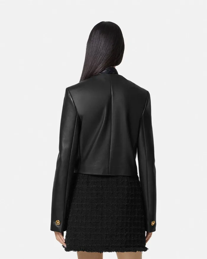Versace Outerwear and Coats Women Leather Cardigan Jacket Black