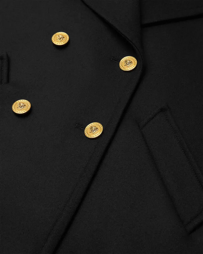 Versace Outerwear Kids Rounded Shoulders Peacoat Black