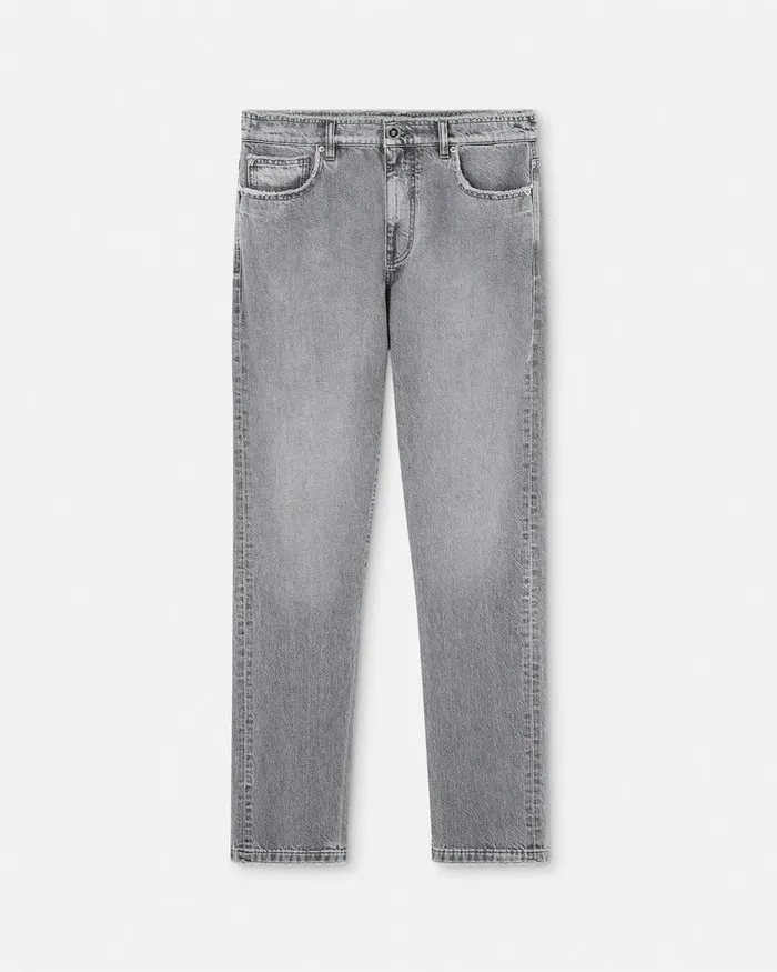 Versace Pants and Shorts Men Frayed RegularFit Jeans Gray