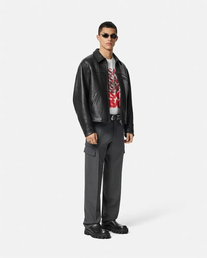 Versace Pants and Shorts Men Wool Cargo Trousers Gray