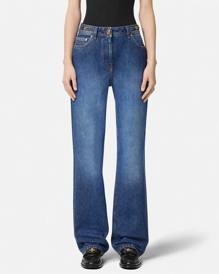 Versace Pants and Shorts Women Medusa 03995 RegularFit Jeans Blue