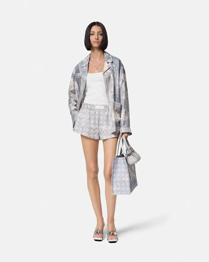 Versace Pants and Shorts Women Stella Marina Silk Boxer Shorts Gray