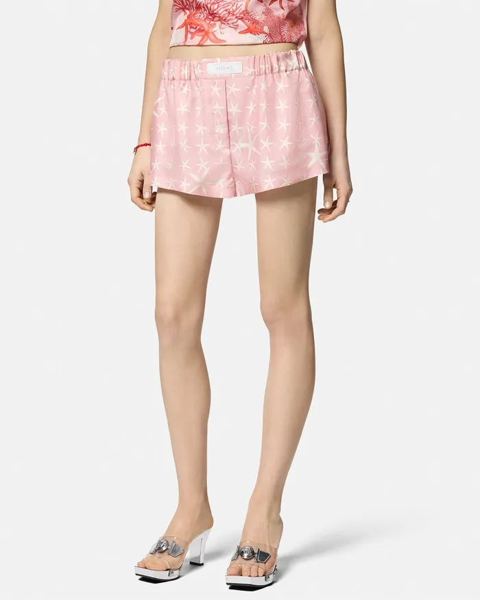 Versace Pants and Shorts Women Stella Marina Silk Boxer Shorts White