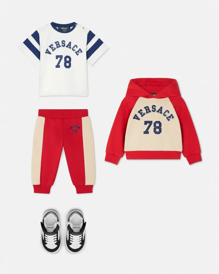 Versace Pants Kids Logo Baby Sweatpants Red
