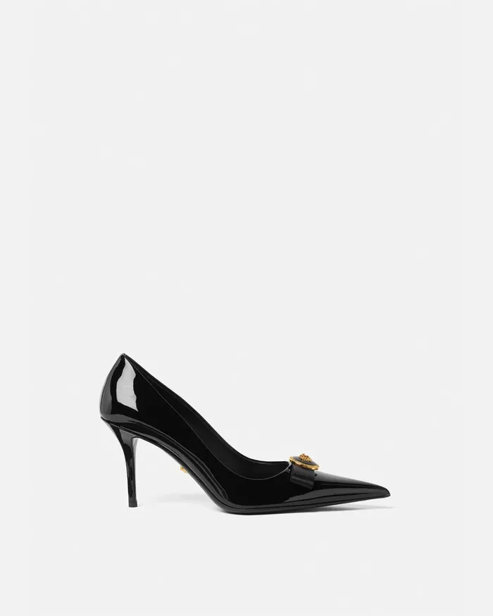Versace Pumps and Slingbacks Women Gianni Ribbon Patent Pumps 85 Mm Blackgold