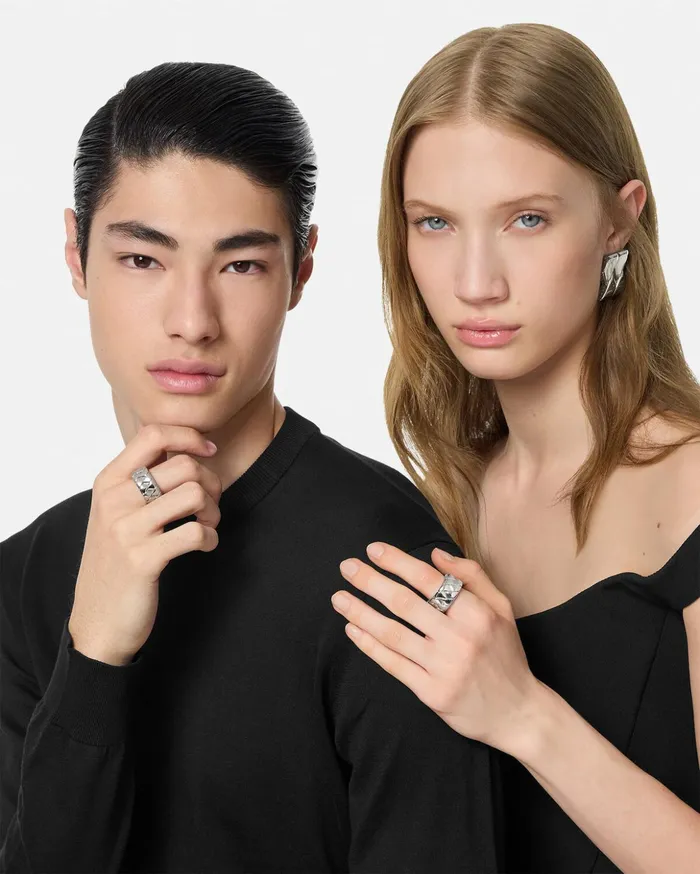 Versace Rings WomenMen Bind Ring Silver
