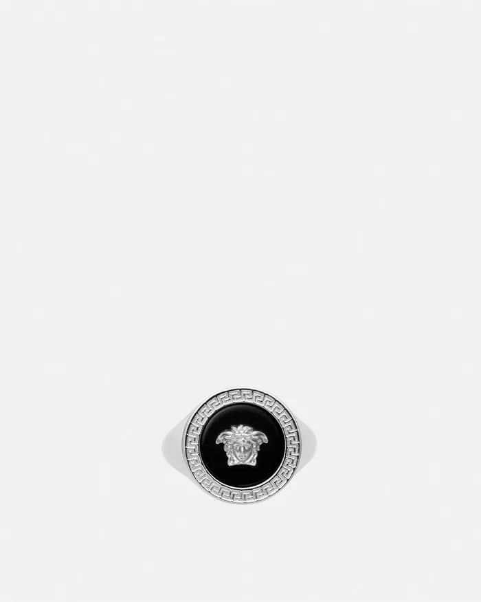 Versace Rings WomenMen Enamel Medusa Ring Silver