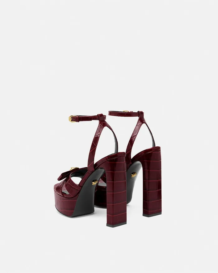 Versace Sandals Women CrocEffect Gianni Ribbon Sandals 140 Mm Burgundy