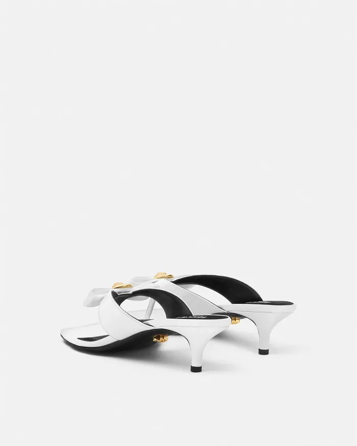 Versace Sandals Women Gianni Ribbon Patent Mules 45 Mm White
