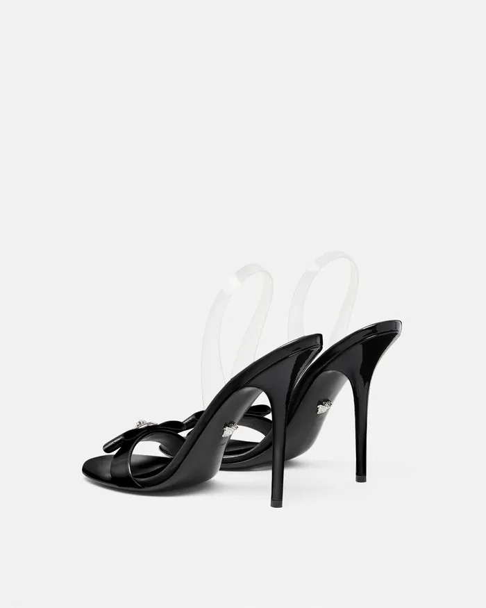 Versace Sandals Women Gianni Ribbon Slingback Sandals 110 Mm Blacksilver