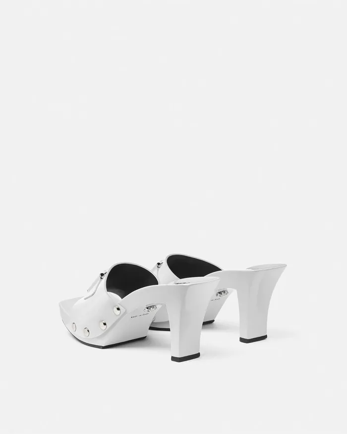 Versace Sandals Women Medusa Buckle Patent Clogs 60 Mm White