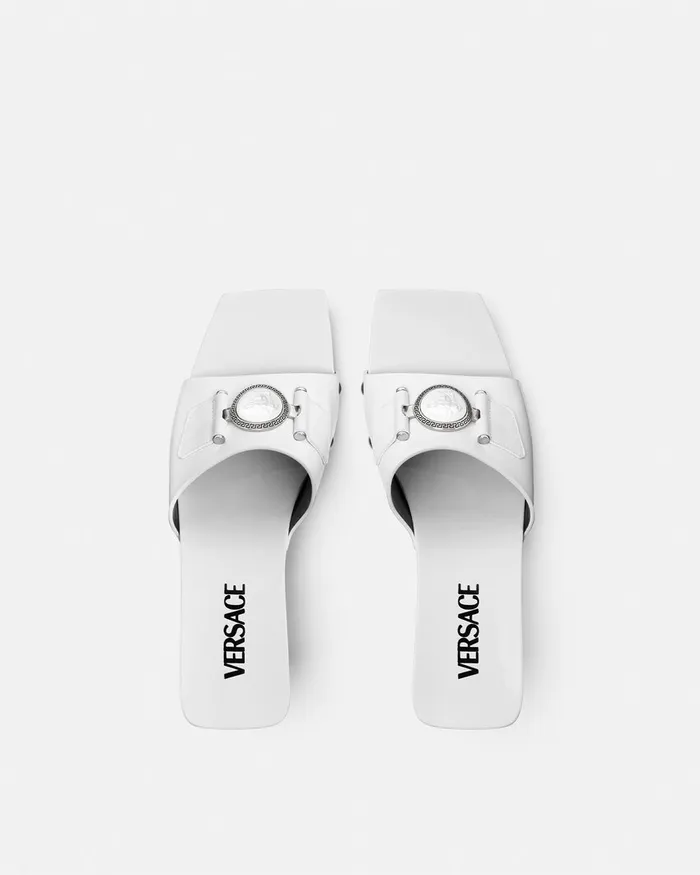 Versace Sandals Women Medusa Buckle Patent Clogs 60 Mm White