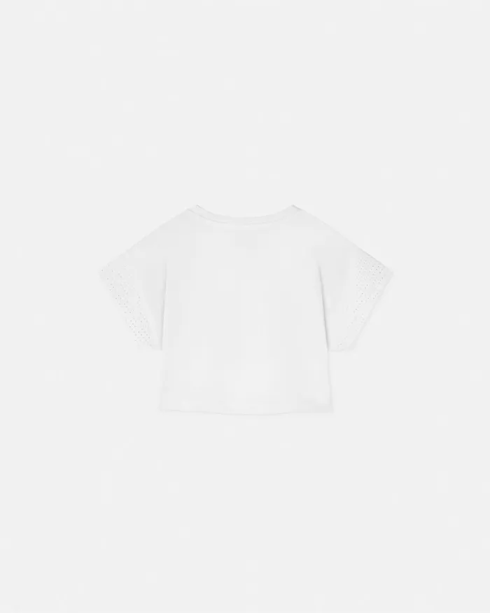 Versace Shirts and Tshirts Kids Crystal Medusa Crop TShirt Whitesilver