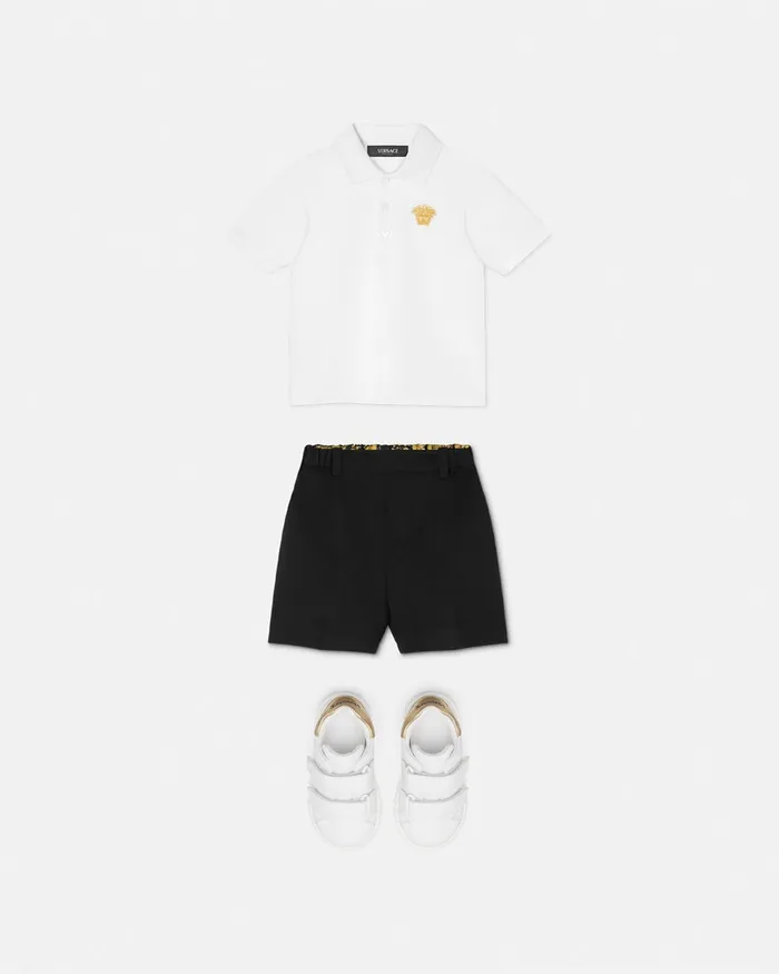 Versace Shirts and Tshirts Kids Embroidered Medusa Baby Polo Shirt Whiteprint