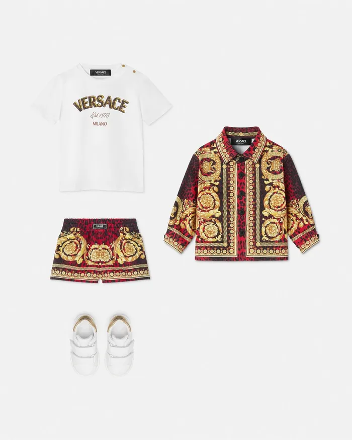 Versace Shirts and Tshirts Kids Wild Barocco Baby Overshirt Printred