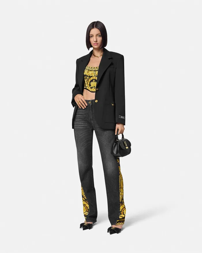 Versace Shirts and Tops Women La Coupe Des Dieux Corset Top Blackprint