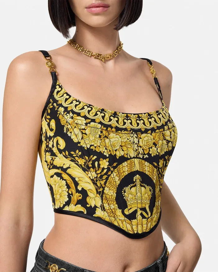 Versace Shirts and Tops Women La Coupe Des Dieux Corset Top Blackprint