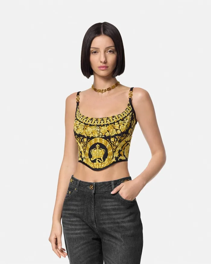 Versace Shirts and Tops Women La Coupe Des Dieux Corset Top Blackprint