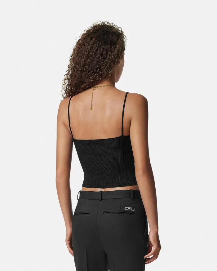 Versace Shirts and Tops Women Safety Pin Knit Crop Top Black