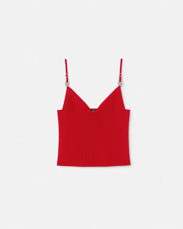 Versace Shirts and Tops Women Safety Pin Knit Crop Top Red