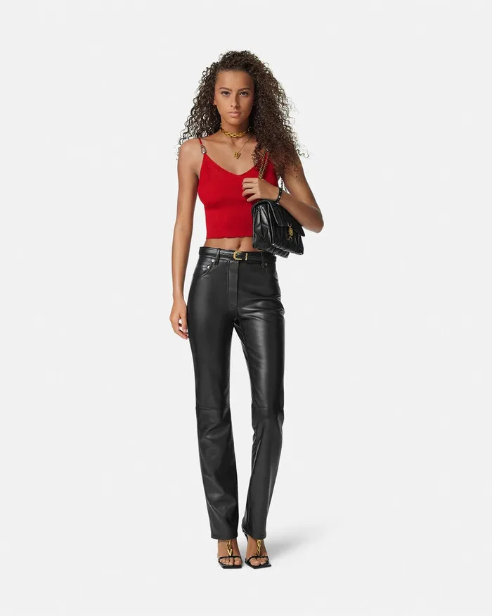Versace Shirts and Tops Women Safety Pin Knit Crop Top Red