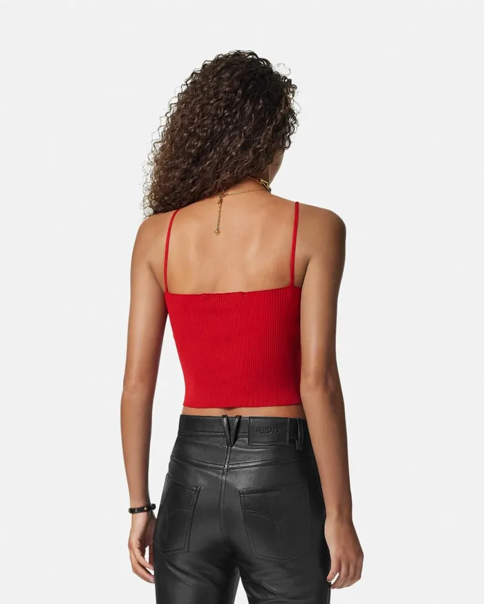 Versace Shirts and Tops Women Safety Pin Knit Crop Top Red