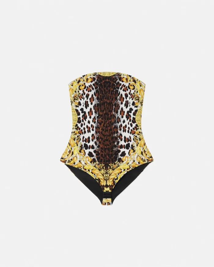 Versace Shirts and Tops Women Wild Barocco Silk Cady Corset Bodysuit Print