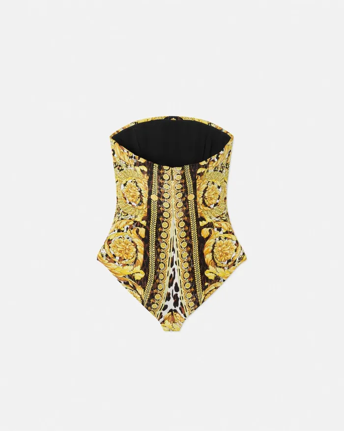 Versace Shirts and Tops Women Wild Barocco Silk Cady Corset Bodysuit Print