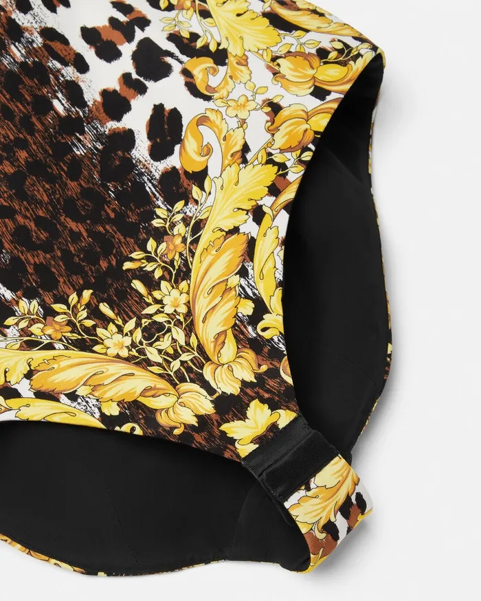 Versace Shirts and Tops Women Wild Barocco Silk Cady Corset Bodysuit Print