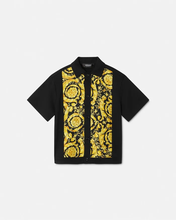 Versace Shirts Kids Barocco Overshirt Black