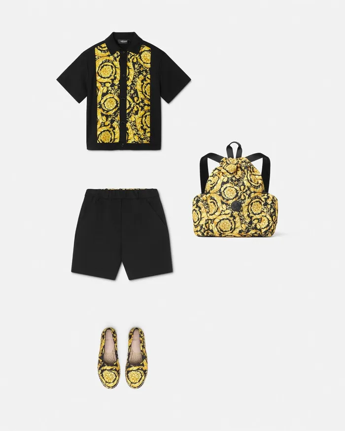 Versace Shirts Kids Barocco Overshirt Black
