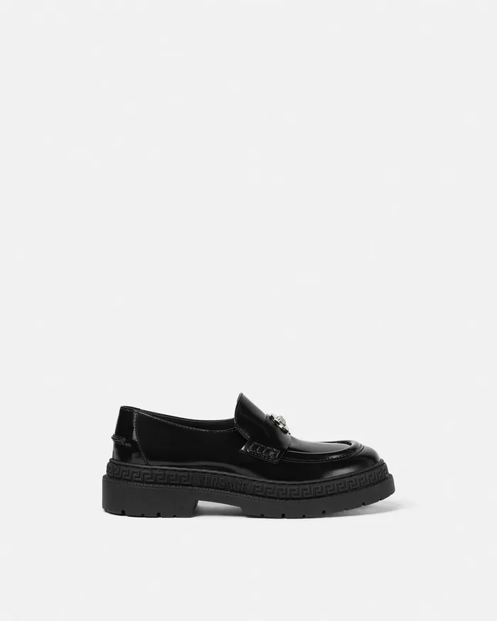 Versace Shoes Kids Medusa Patent Loafers Blacksilver