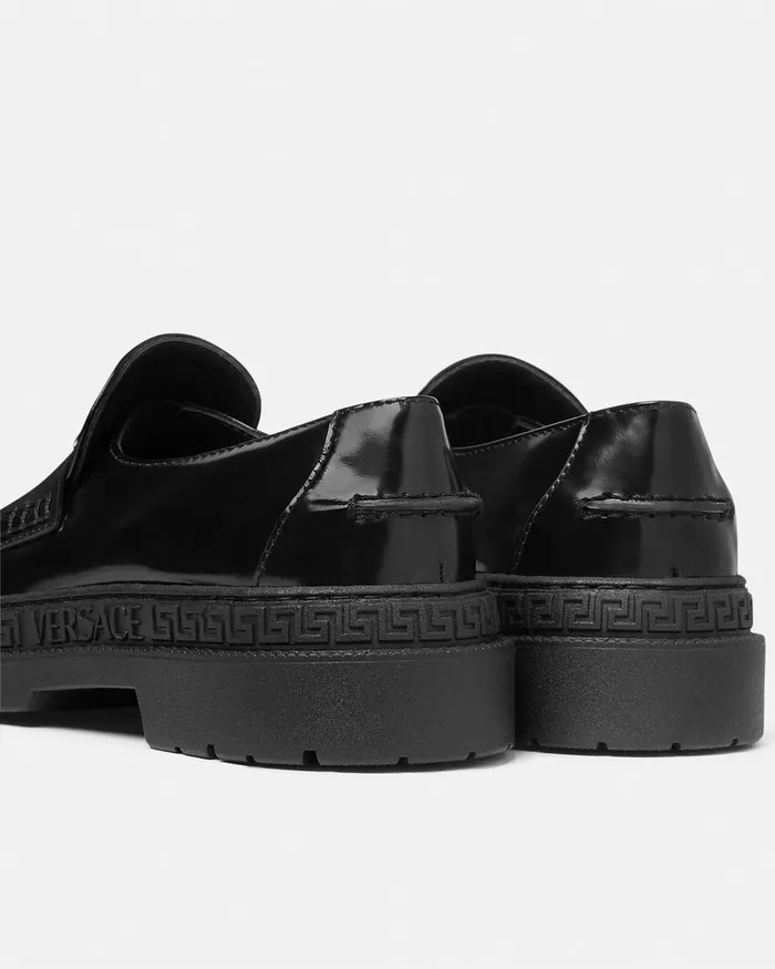 Versace Shoes Kids Medusa Patent Loafers Blacksilver