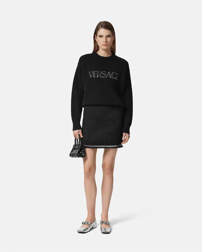 Versace Skirts Women Heritage Tweed Mini Skirt Black