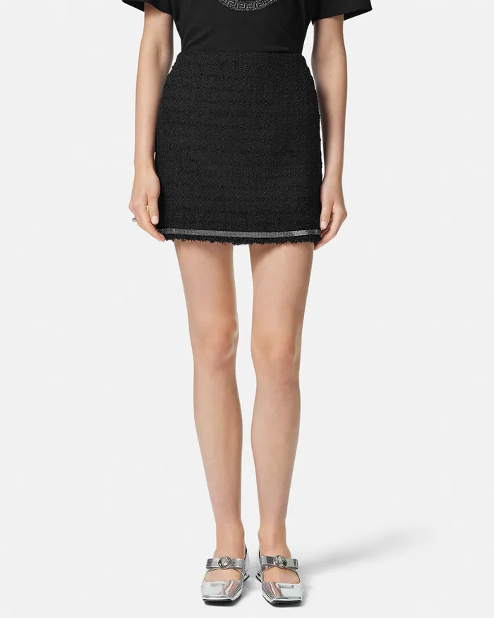 Versace Skirts Women Heritage Tweed Mini Skirt Black