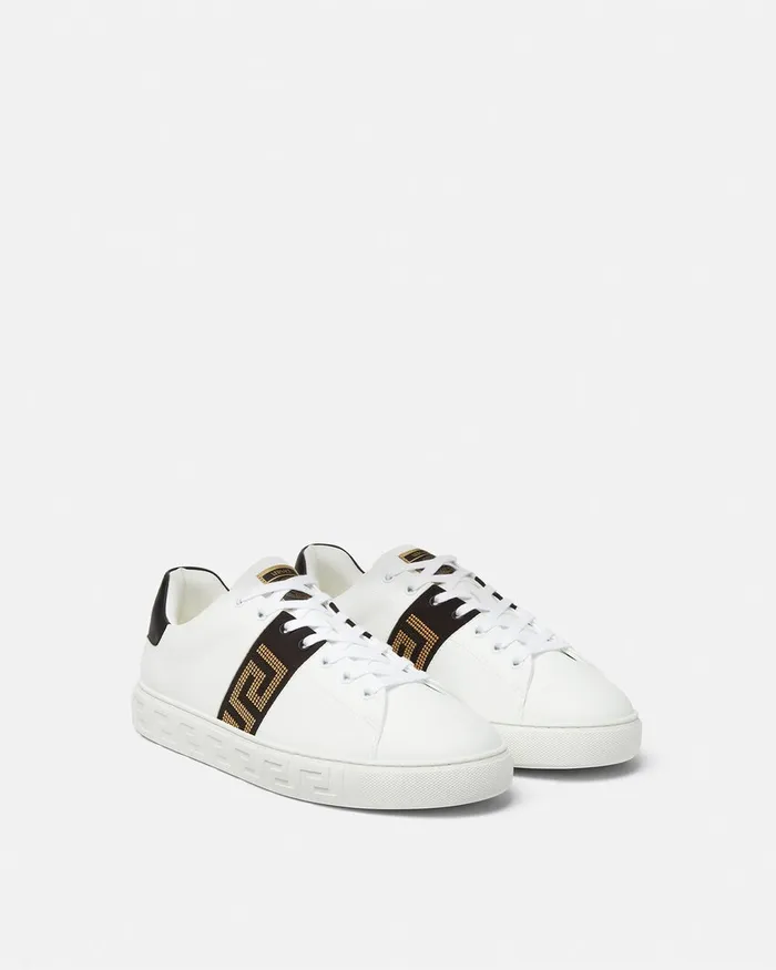 Versace Sneakers Men Studded Greca Trainers Blackgold